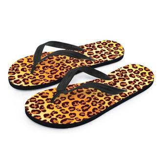 Gold Leopard Men's Flip Flops | Newhawaiianshirts AU