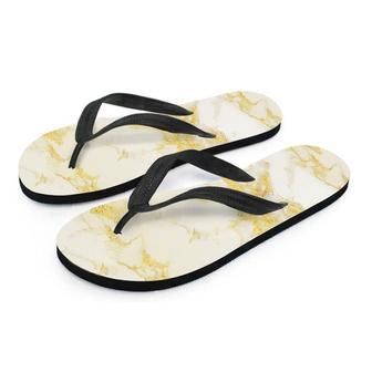 Gold Marble Men's Flip Flops | Newhawaiianshirts DE