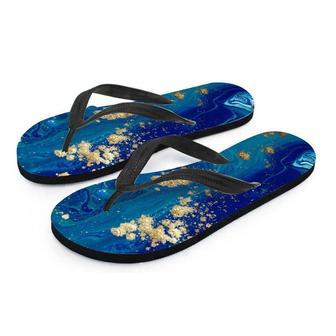 Gold Sapphire Marble Men's Flip Flops | Newhawaiianshirts UK