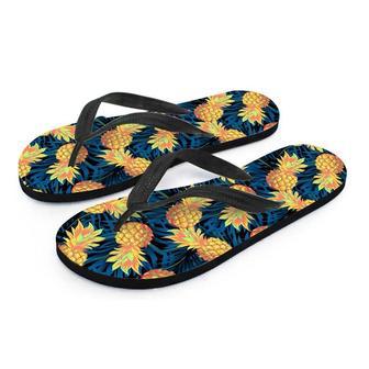 Golden Pineapple Edm Hawaiian Print Men's Flip Flops | Newhawaiianshirts UK