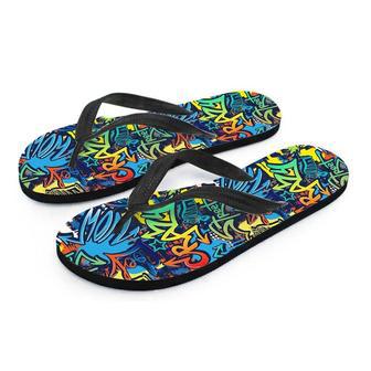 Graffiti Backdrop Print Men's Flip Flops | Newhawaiianshirts DE