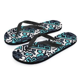 Graffiti Geometric Print Men's Flip Flops | Newhawaiianshirts