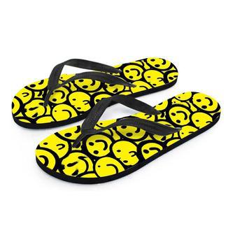 Graffiti Happy Emoji Print Men's Flip Flops | Newhawaiianshirts AU