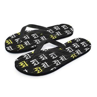 Graffiti Hiphop White And Yellow Crown Print Men's Flip Flops | Newhawaiianshirts CA