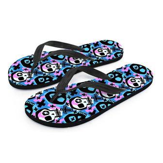 Graffiti Skull Print Men's Flip Flops | Newhawaiianshirts UK