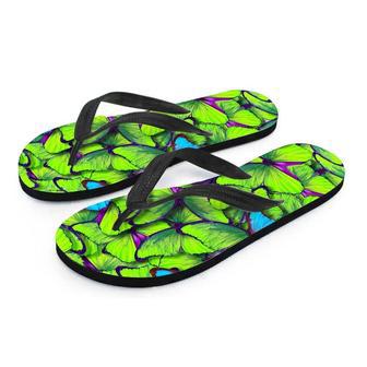 Green And Blue Butterfly Print Men's Flip Flops | Newhawaiianshirts UK