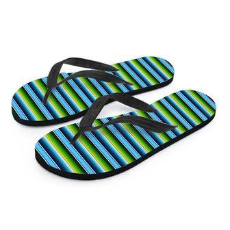 Green And Blue Mexican Baja Men's Flip Flops | Newhawaiianshirts AU