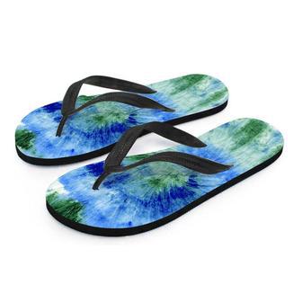 Green And Blue Tie Dye Men's Flip Flops | Newhawaiianshirts DE