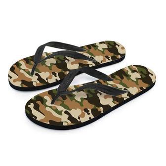 Green And Brown Camouflage Print Men's Flip Flops | Newhawaiianshirts UK