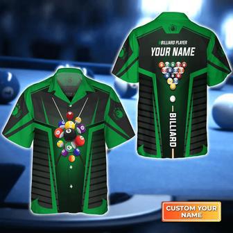 Green Billiard Balls Personalized Name Billiard Hawaiian Shirt, Gift For Billiard Players | Newhawaiianshirts AU