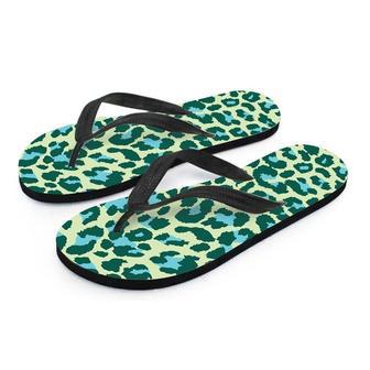 Green Cheetah Men's Flip Flops | Newhawaiianshirts AU