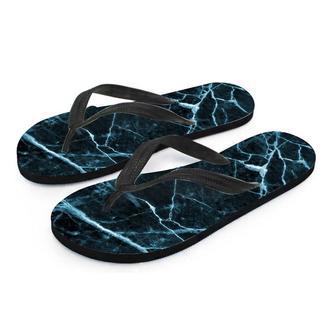 Green Cracked Marble Men's Flip Flops | Newhawaiianshirts