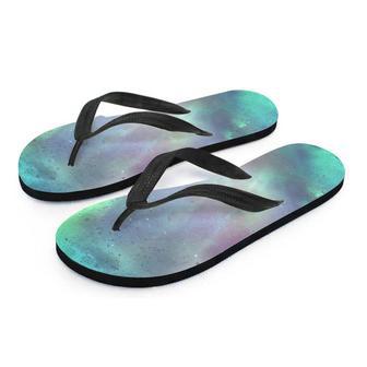 Green Galaxy Space Men's Flip Flops | Newhawaiianshirts AU