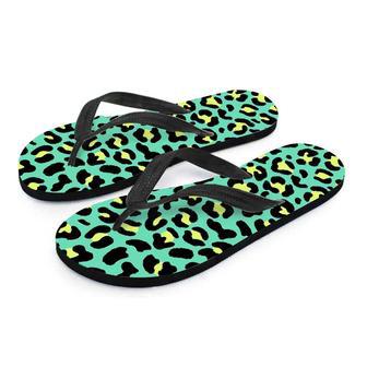 Green Leopard Men's Flip Flops | Newhawaiianshirts AU