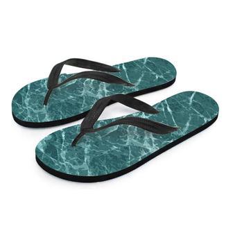 Green Malachite Marble Men's Flip Flops | Newhawaiianshirts DE