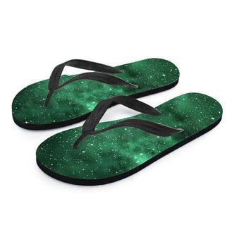 Green Nebula Galaxy Men's Flip Flops | Newhawaiianshirts AU