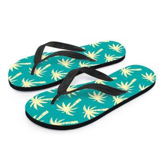 Green Palm Tree Hawaiin Print Men's Flip Flops | Newhawaiianshirts UK