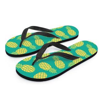 Green Pineapple Print Men's Flip Flops | Newhawaiianshirts