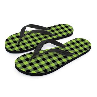 Green Plaid Men's Flip Flops | Newhawaiianshirts AU