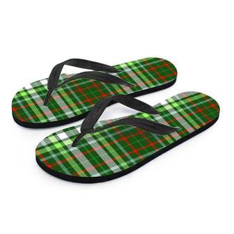 Green Plaid Tartan Men's Flip Flops | Newhawaiianshirts CA