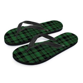 Green Plaid Tartan Sottish Men's Flip Flops | Newhawaiianshirts