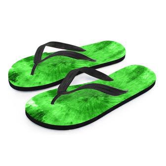 Green Tie Dye Men's Flip Flops | Newhawaiianshirts DE