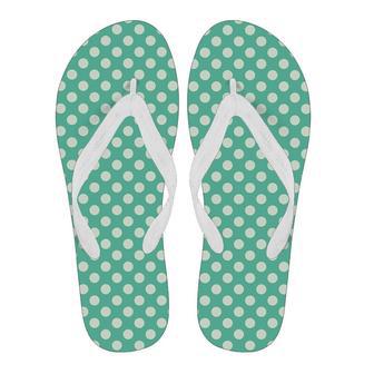 Green White Polka Dot Pattern Print Men & Women Flip Flops | Newhawaiianshirts AU