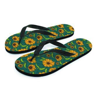 Green Zigzag Sunflower Men's Flip Flops | Newhawaiianshirts