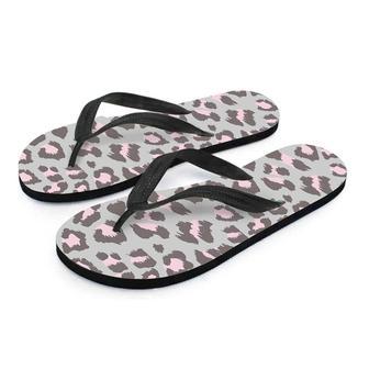 Grey And Pink Leopard Men's Flip Flops | Newhawaiianshirts UK