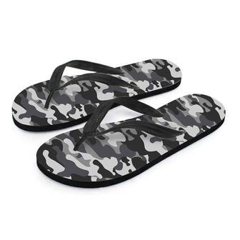 Grey Camouflage Print Men's Flip Flops | Newhawaiianshirts