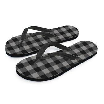 Grey Plaid Men's Flip Flops | Newhawaiianshirts CA