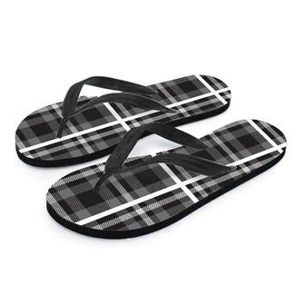 Grey Plaid Tartan Men's Flip Flops | Newhawaiianshirts