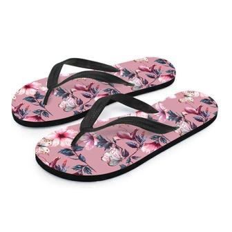 Hand Drawn Hibiscus Print Men's Flip Flops | Newhawaiianshirts UK