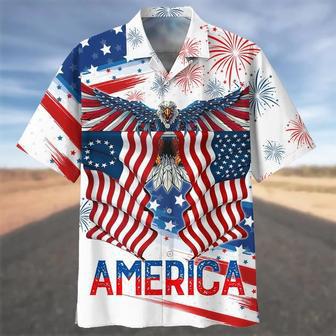 Happy Independence Day Flying Eagle U.S Flags All Printed Hawaiian Shirt | Newhawaiianshirts UK