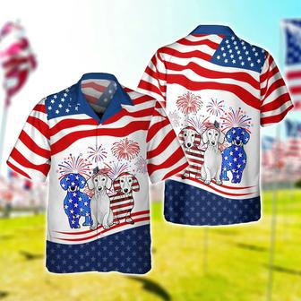 Happy Of July Dog Hawaiian Shirt In Usa Flag Background, Cool Dog Independence Day Hawaii Aloha Beach Shirt | Newhawaiianshirts AU