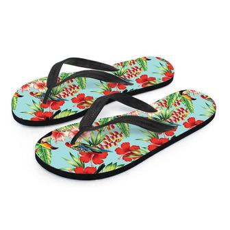 Hawaiian Bird Floral Print Men's Flip Flops | Newhawaiianshirts DE