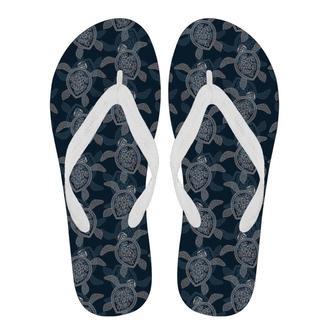 Hawaiian Blue Sea Turtle Pattern Print Men & Women Flip Flops | Newhawaiianshirts CA