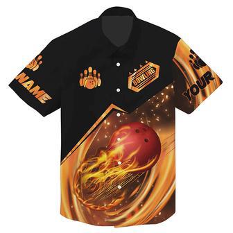 Hawaiian Bowling Shirts Custom Name Flame Bowling Shirt, Personalized Bowling Team Shirts | Newhawaiianshirts UK