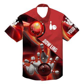 Hawaiian Bowling Shirts Custom Name Red Flame Bowling Shirt, Personalized Bowling Team Shirts | Newhawaiianshirts AU