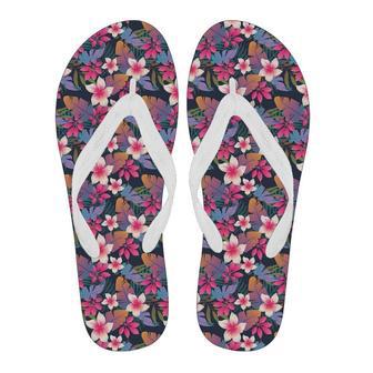 Hawaiian Floral Tropical Flower Hibiscus Palm Leaves Pattern Print Men & Women Flip Flops | Newhawaiianshirts DE