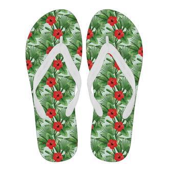 Hawaiian Hibiscus Floral Tropical Flower Palm Leaves Pattern Print Men & Women Flip Flops | Newhawaiianshirts