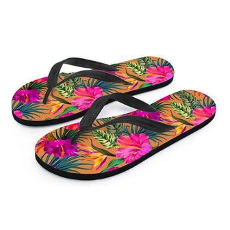 Hibiscus Flower Hawaiian Yellow Print Men's Flip Flops | Newhawaiianshirts