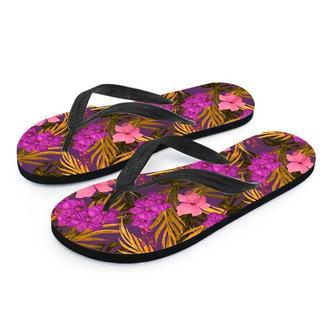 Hibiscus Watercolor Flower Hawaiian Print Men's Flip Flops | Newhawaiianshirts