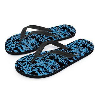 Hiphop Graffiti Blue Text Print Men's Flip Flops | Newhawaiianshirts CA