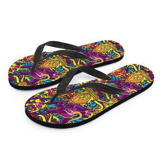 Hippie Flame Psychedelic Trippy Men's Flip Flops | Newhawaiianshirts CA