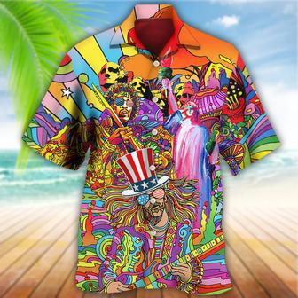 Hippie Independence Day America Cool Hawaiian Shirt, Idea Shirt for Person Love Hippie | Newhawaiianshirts UK