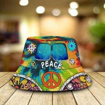 Hippie Peace Bus Multi Color Spiral Tie Dye Bucket Hat Hippie Day Gift Bucket Hat | Newhawaiianshirts AU