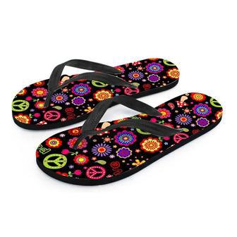 Hippie Peace Print Men's Flip Flops | Newhawaiianshirts