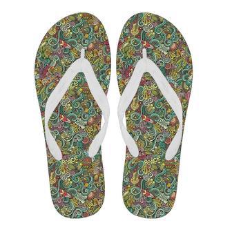 Hippie Psychedelic Van Peace Sign Pattern Print Men & Women Flip Flops | Newhawaiianshirts UK