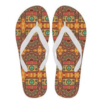 Hippie Van Peace Sign Mandala Pattern Print Men & Women Flip Flops | Newhawaiianshirts CA